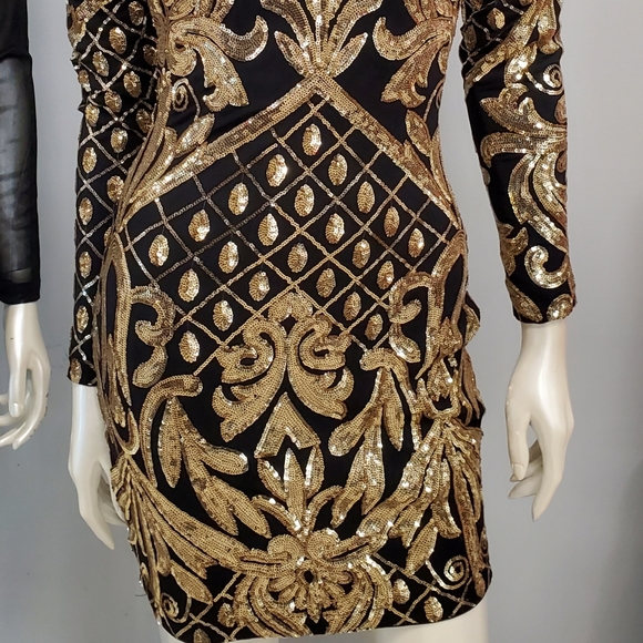 Sequin Long Sleeve Mini Dress - Picture 5 of 5